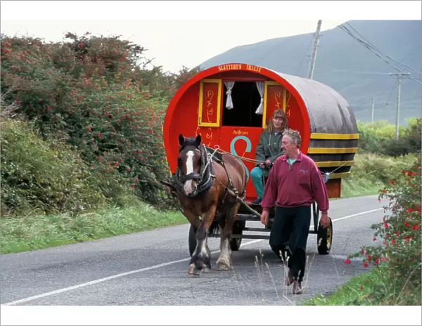 Horse-drawn gypsy caravan