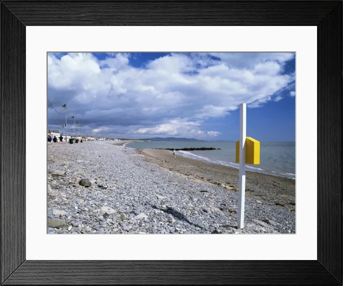 Framed Print : Bray beach and lifebuoy, Bray, Co Framed Print : Bray beach and lifebuoy, Bray, Co