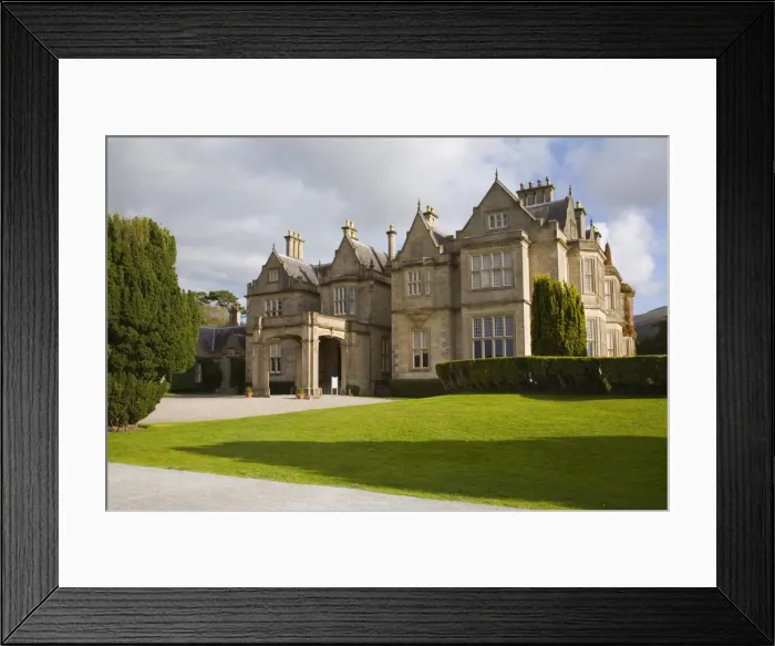 Framed Print : Front entrance and lawn of Muckross House built in Framed Print : Front entrance and lawn of Muckross House built in