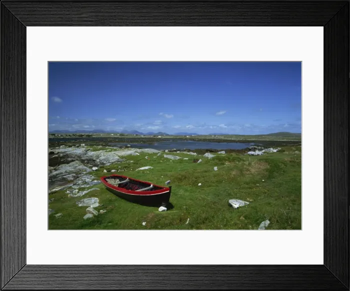 Framed Print : Boat on green foreshore Framed Print : Boat on green foreshore