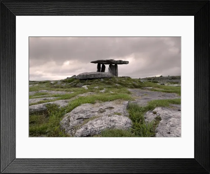 Framed Print : Moody sky over Poulnabrone Dolmen Portal Megalithic tomb at dusk Framed Print : Moody sky over Poulnabrone Dolmen Portal Megalithic tomb at dusk