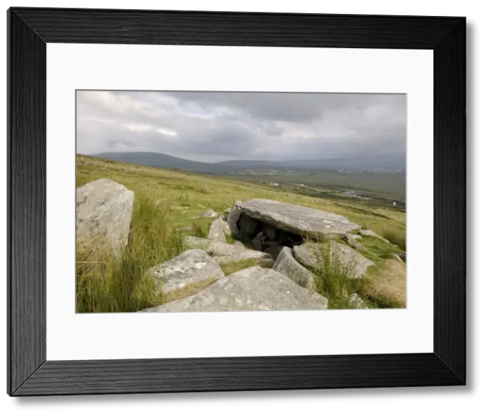 Framed Print : Megalithic tomb on the slopes of Slievemore mountain Framed Print : Megalithic tomb on the slopes of Slievemore mountain