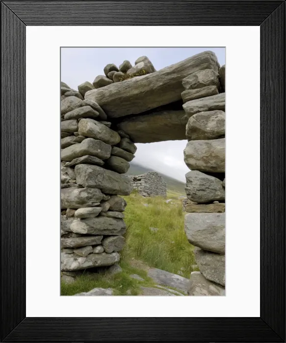 Framed Print : Deserted village at the base of Slievemore mountain Framed Print : Deserted village at the base of Slievemore mountain
