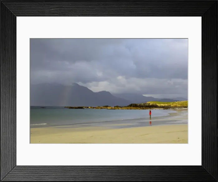 Framed Print : Lone person on a sandy beach under a stormy sky Framed Print : Lone person on a sandy beach under a stormy sky