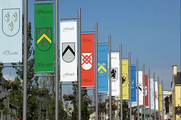 Pennants in Eyre Square representing the tribes (families) of Galway