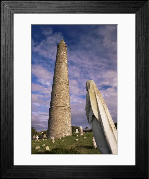 Framed Print : Statue of the Virgin, Round tower, 30m tall, of St Framed Print : Statue of the Virgin, Round tower, 30m tall, of St