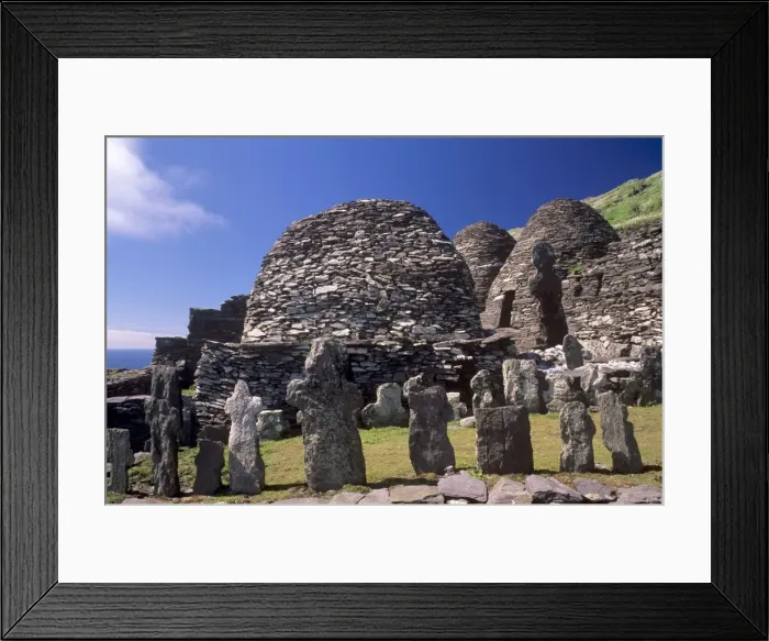 Framed Print : Graveyard and stone huts Framed Print : Graveyard and stone huts
