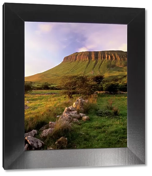 Characteristic shape of Benbulben at sunset