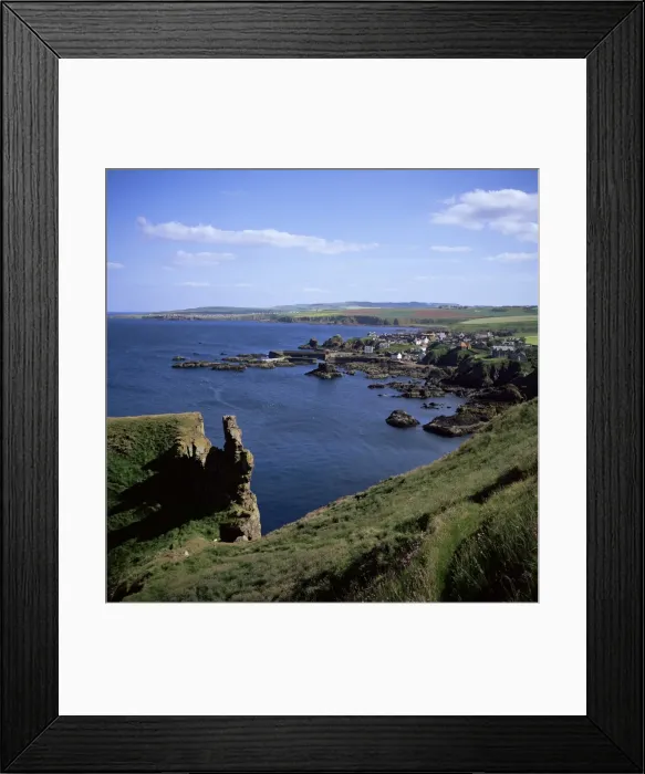 Framed Print : Coastline looking south with village of St Framed Print : Coastline looking south with village of St