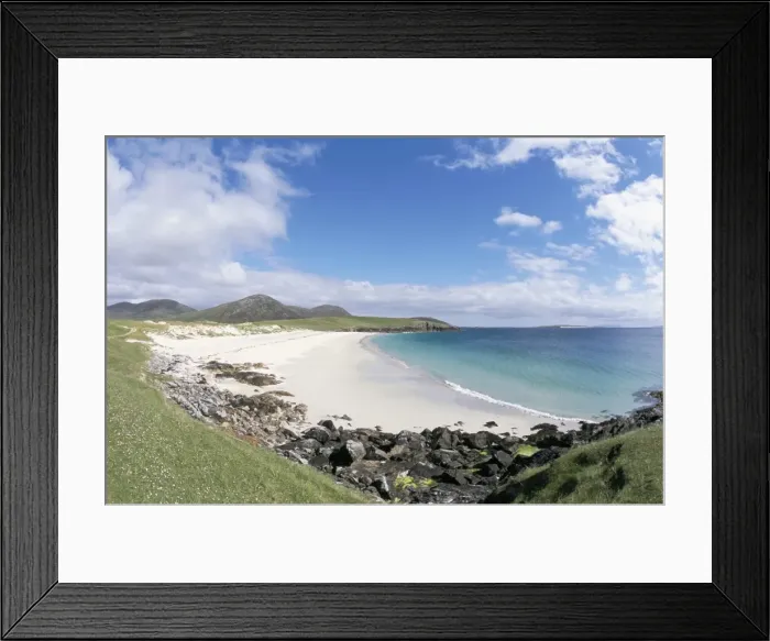 Framed Print : White shell sand on Cleabaigh Beach Framed Print : White shell sand on Cleabaigh Beach