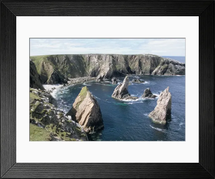 Framed Print : Sea stacks in bay beside Aird Feinis Framed Print : Sea stacks in bay beside Aird Feinis