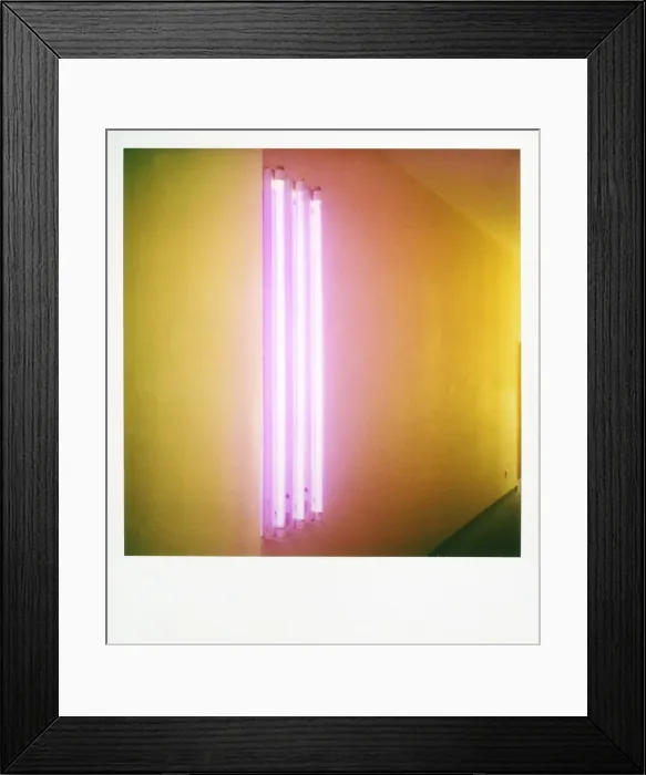 Framed Print : Polaroid of colourful stripes created by coloured fluorescent tubes Framed Print : Polaroid of colourful stripes created by coloured fluorescent tubes