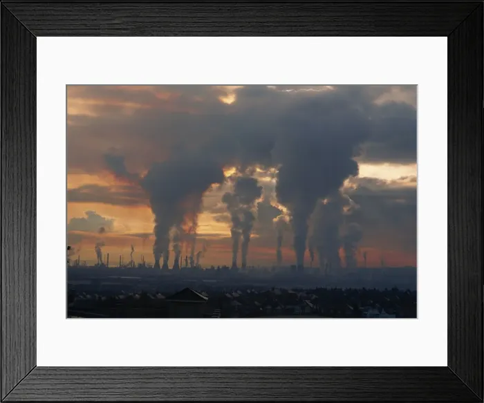 Framed Print : Pollution from the power stations and oil refineries Framed Print : Pollution from the power stations and oil refineries