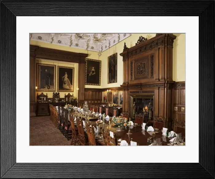 Framed Print : Dining room set for private dinner Framed Print : Dining room set for private dinner