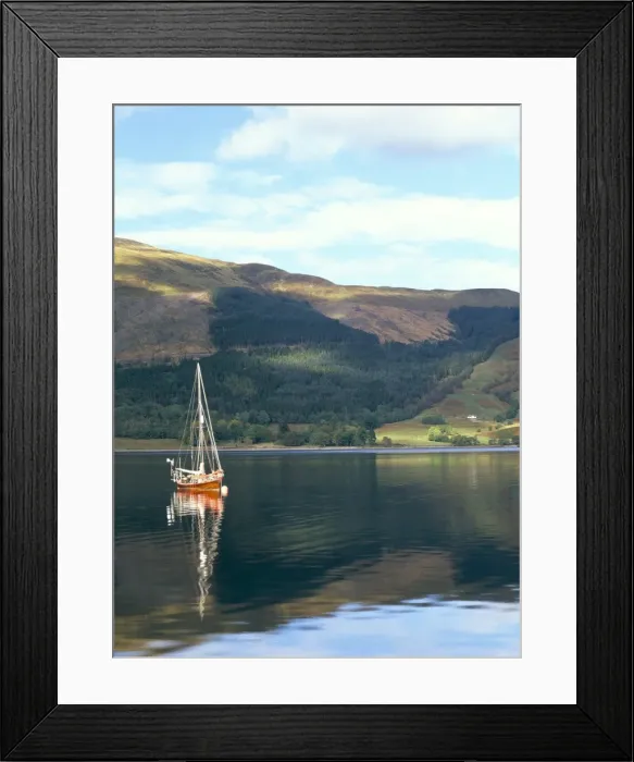 Framed Print : Wooden yacht on Loch Leven Framed Print : Wooden yacht on Loch Leven