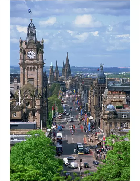 City skyline and high level view over Princes Street
