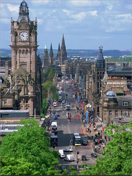 City skyline and high level view over Princes Street
