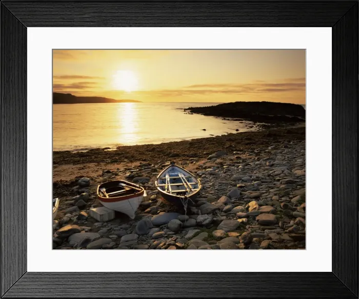 Framed Print : Boats on Norwick beach at sunrise Framed Print : Boats on Norwick beach at sunrise
