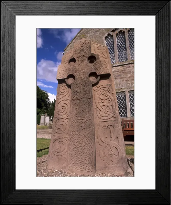 Framed Print : Eighth century cross slab with Christian Celtic cross Framed Print : Eighth century cross slab with Christian Celtic cross