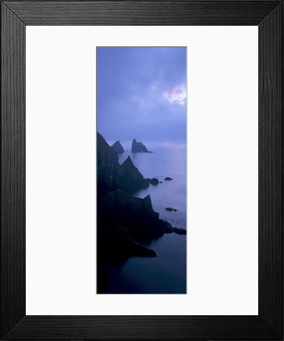 Framed Print : North cliffs and stack of Skroo in the mist Framed Print : North cliffs and stack of Skroo in the mist