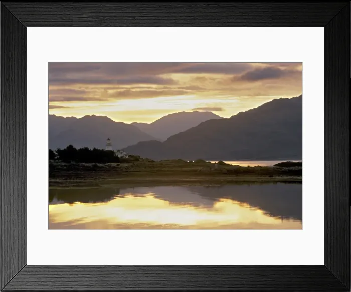 Framed Print : Sunrise over Isleornsay and lighthouse Framed Print : Sunrise over Isleornsay and lighthouse