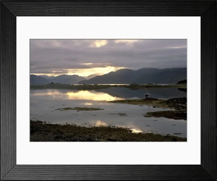 Framed Print : Sunrise over Isleornsay and lighthouse Framed Print : Sunrise over Isleornsay and lighthouse