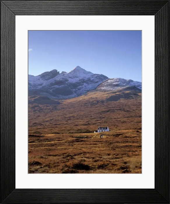 Framed Print : Cottage and Sgurr nan Gillean Framed Print : Cottage and Sgurr nan Gillean