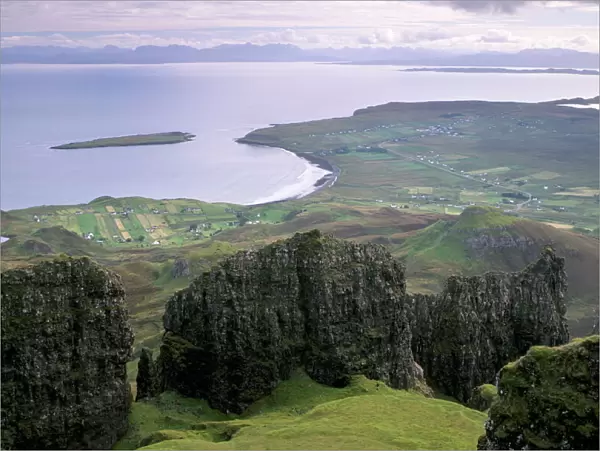The Quiraing escarpment overlooking Staffin Bay and Sound of Rsay