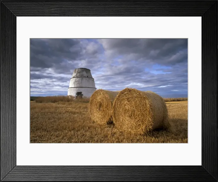 Framed Print : Bales of straw and old dovecote Framed Print : Bales of straw and old dovecote