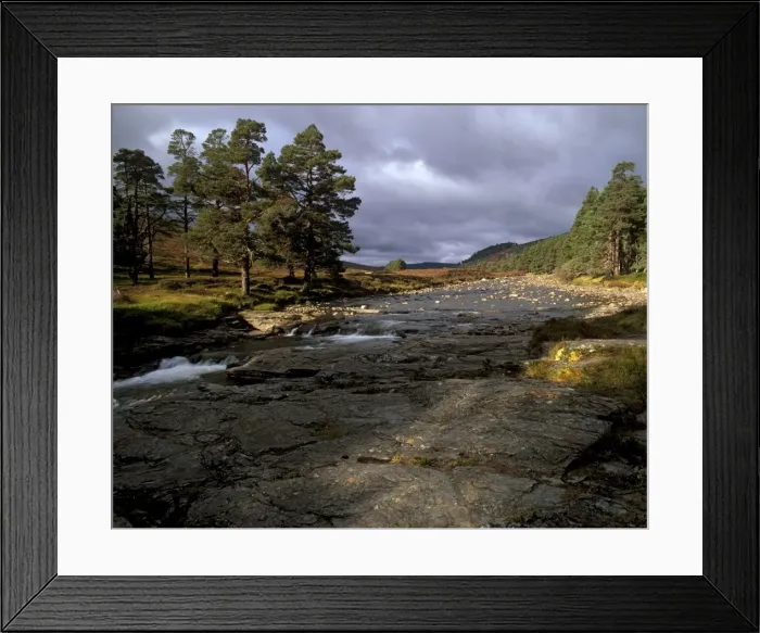 Framed Print : Scots pines and Upper Dee valley near Inverey Framed Print : Scots pines and Upper Dee valley near Inverey