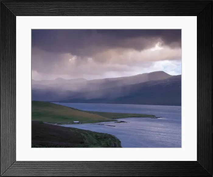 Framed Print : Heavy shower over Loch Broom Framed Print : Heavy shower over Loch Broom