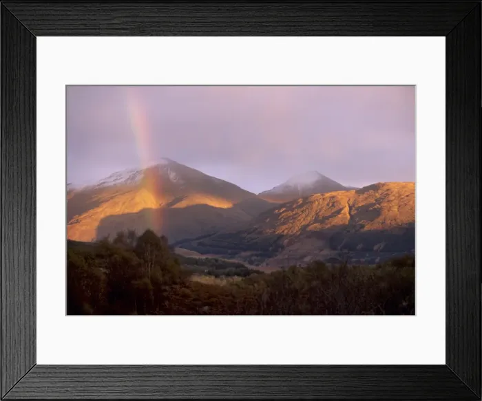 Framed Print : Rainbow over snowy mountains Framed Print : Rainbow over snowy mountains