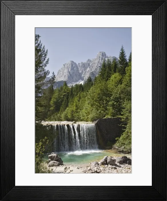 Framed Print : View across waterfall over weir on River Velika Pisnca Framed Print : View across waterfall over weir on River Velika Pisnca