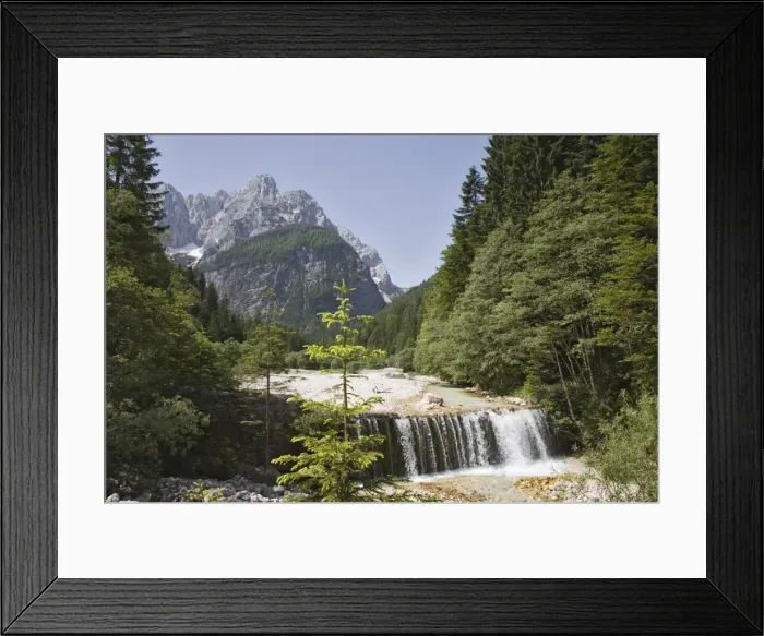 Framed Print : Waterfall over weir on River Velika Pisnca with crystal clear water Framed Print : Waterfall over weir on River Velika Pisnca with crystal clear water