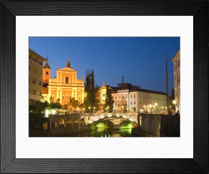 Framed Print : Church of the Annunciation and The Triple Bridge over Framed Print : Church of the Annunciation and The Triple Bridge over