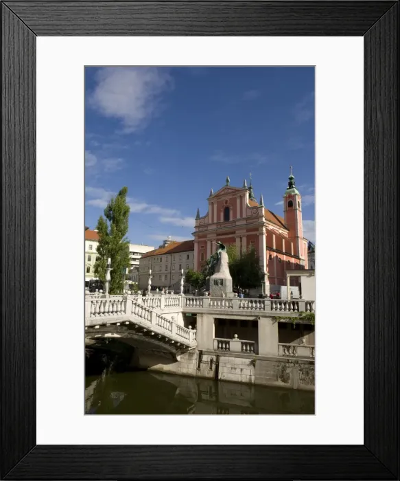 Framed Print : Triple Bridge and Franciscan Church of the Annunciation Framed Print : Triple Bridge and Franciscan Church of the Annunciation