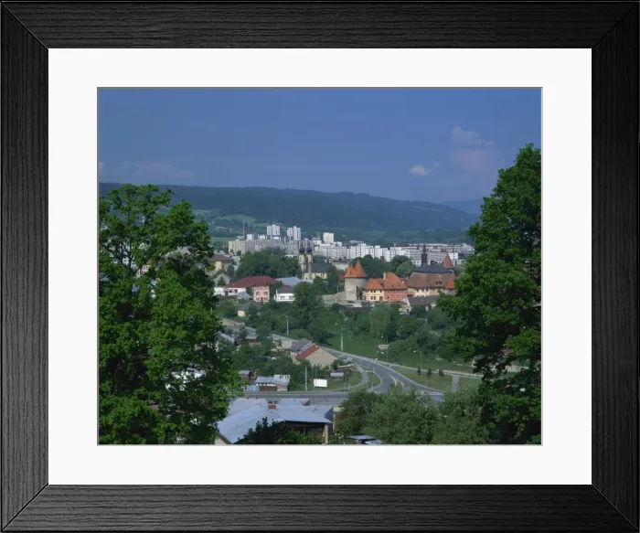 Framed Print : Contrast of old and new buildings in the town of Bardejov Framed Print : Contrast of old and new buildings in the town of Bardejov