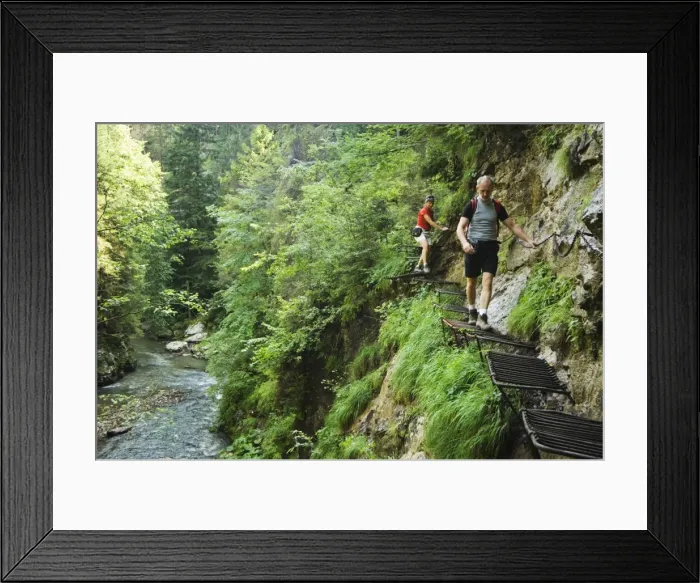 Framed Print : Hikers on steel ladders Framed Print : Hikers on steel ladders