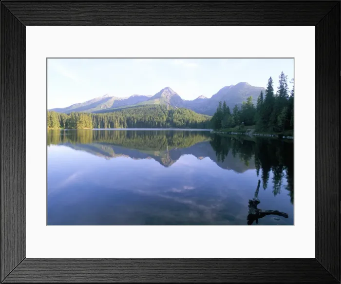 Framed Print : Strbske pleso (lake) and peaks of Vysoke Tatry mountains at sunrise Framed Print : Strbske pleso (lake) and peaks of Vysoke Tatry mountains at sunrise
