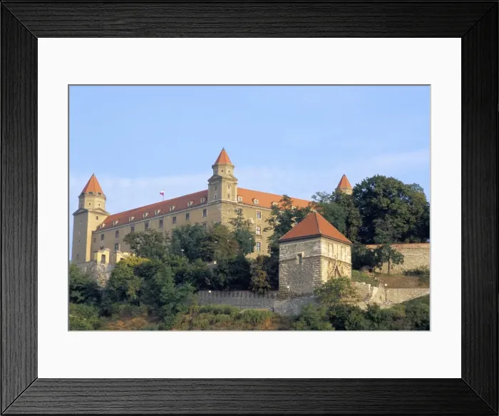 Framed Print : Gothic 15th century castle dominates Bratislava at dusk Framed Print : Gothic 15th century castle dominates Bratislava at dusk