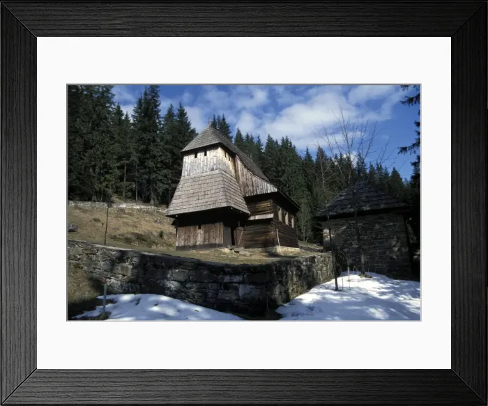 Framed Print : Exterior of wooden Ruthenian Orthodox church in village of Zuberec