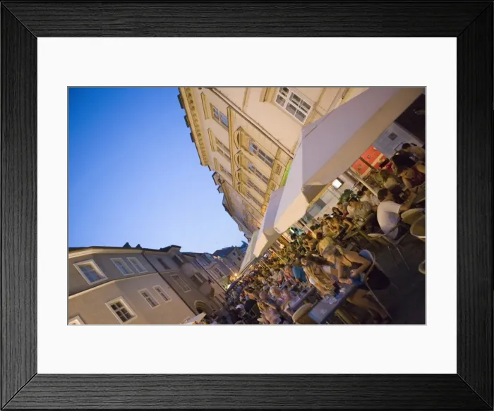 Framed Print : Cafes and street scene Framed Print : Cafes and street scene