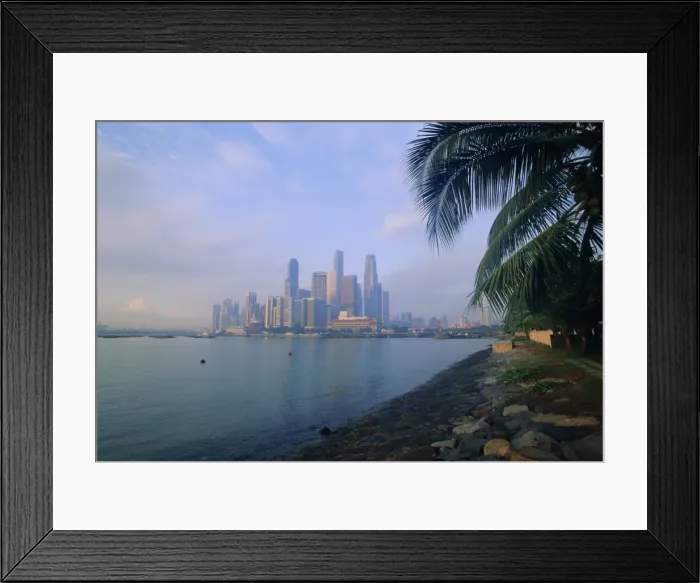 Framed Print : Business district from Marina Promenade