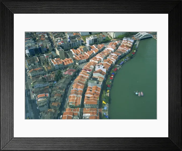Framed Print : Aerial of buildings along the waterfront of the Boat Framed Print : Aerial of buildings along the waterfront of the Boat