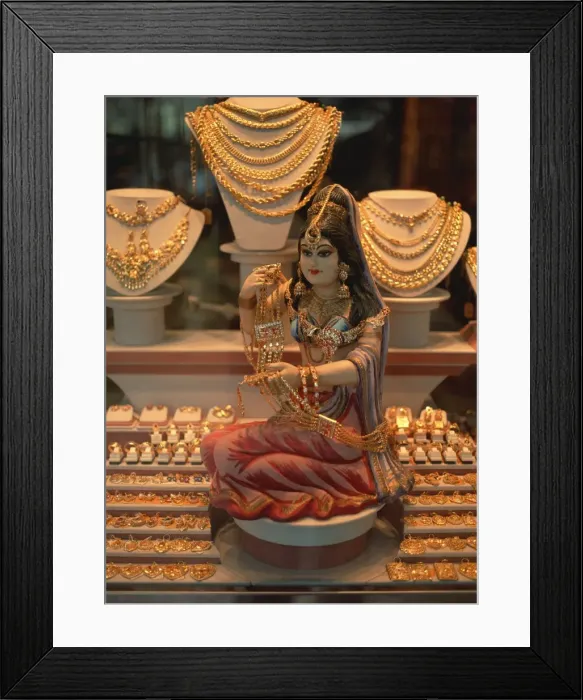 Framed Print : Jewellery displayed in a shop window in Singapore Framed Print : Jewellery displayed in a shop window in Singapore