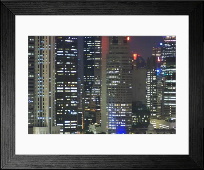 Framed Print : Close up of buildings in the Financial District at night Framed Print : Close up of buildings in the Financial District at night