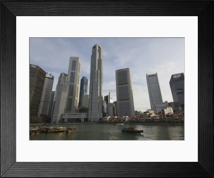 Framed Print : Ferries, Boat Quay Framed Print : Ferries, Boat Quay