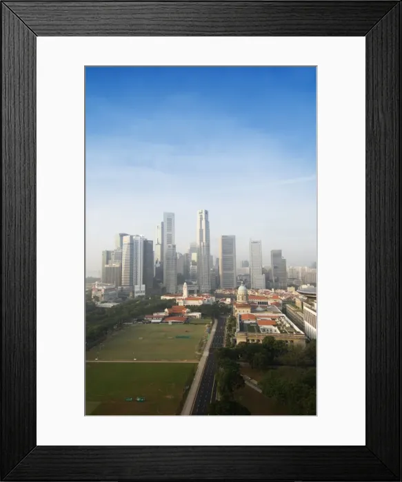 Framed Print : Singapore city skyline at dawn with the Padang Framed Print : Singapore city skyline at dawn with the Padang