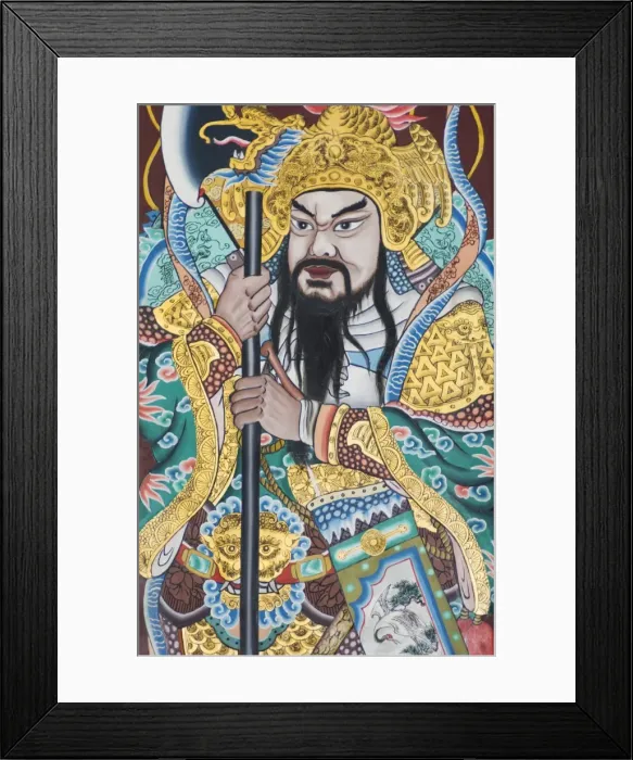 Framed Print : Painted temple door panel in the Thian Hock Keng Temple
