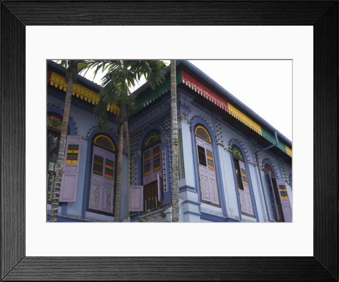 Framed Print : Colourfully painted building in Little India Framed Print : Colourfully painted building in Little India